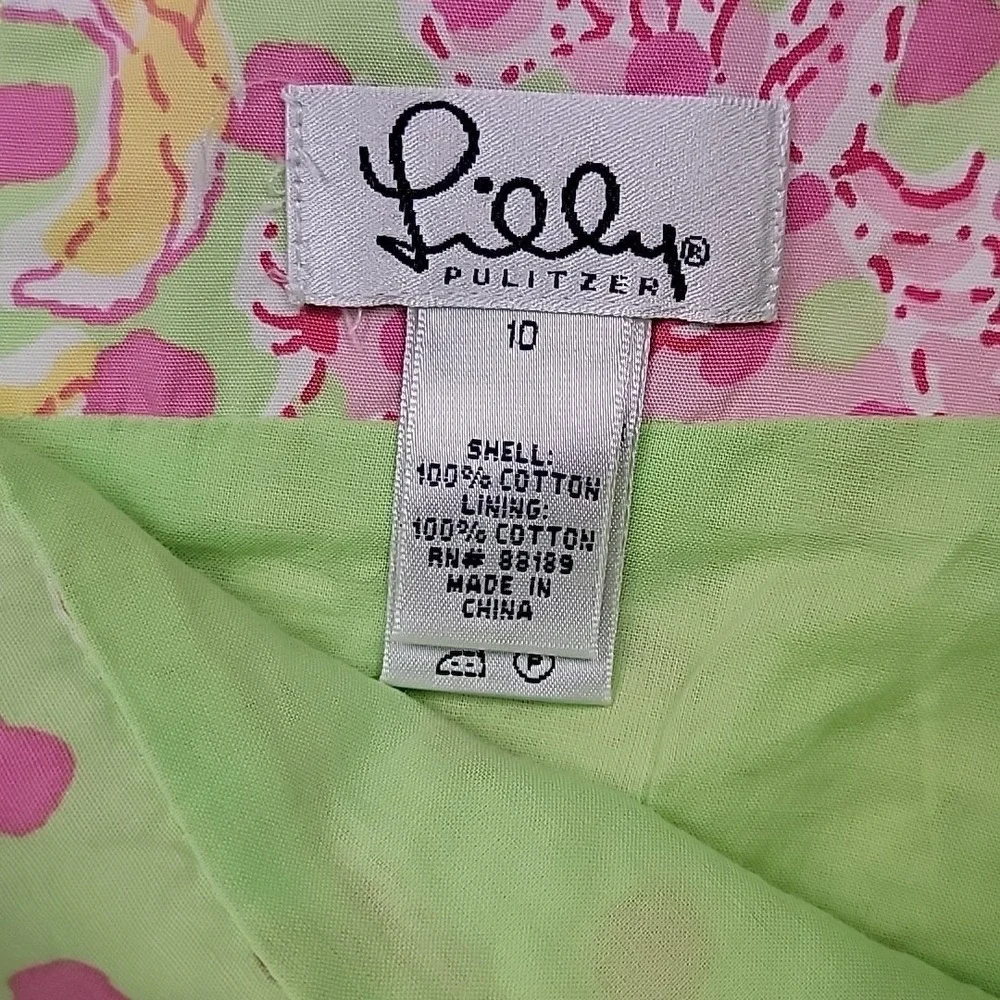 VTG‎ LILLY PULITZER Fillies for Lillies Floral Print Tiered Cotton Mini Skirt 10